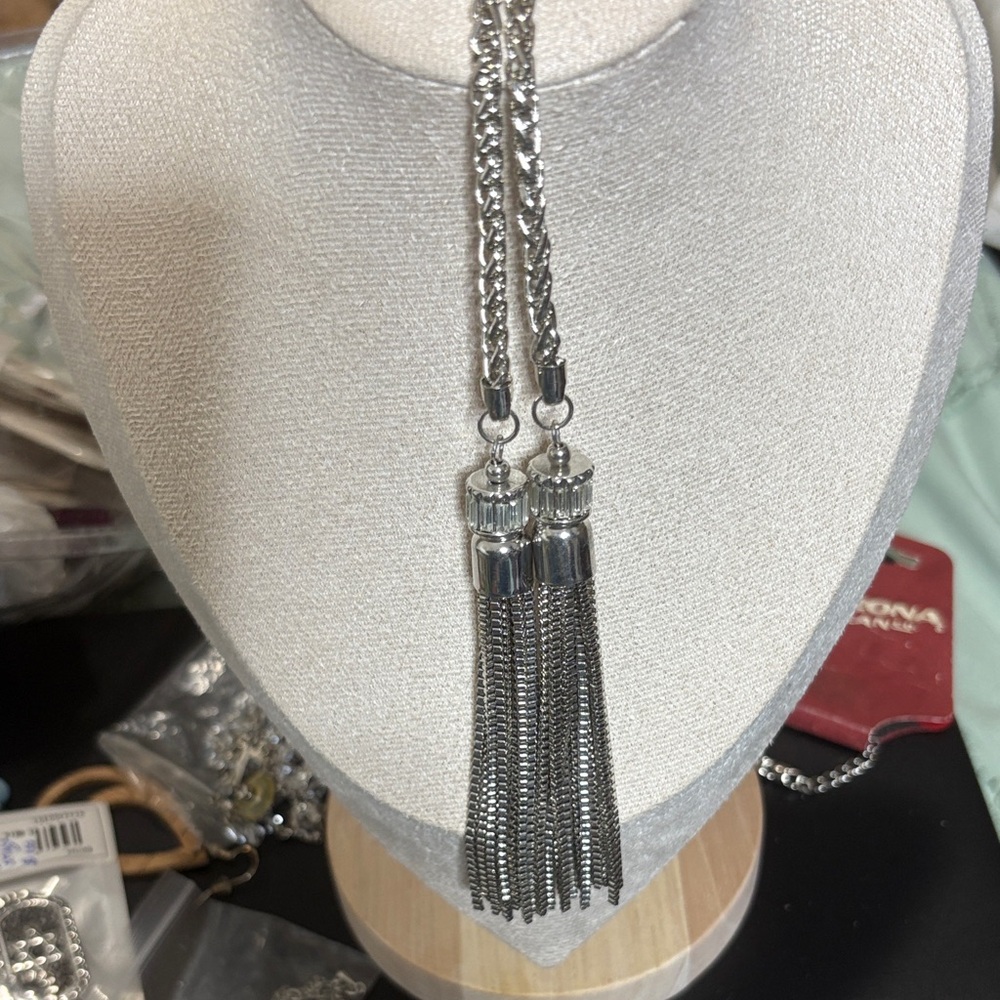 Chic Silver Tassel Necklace
